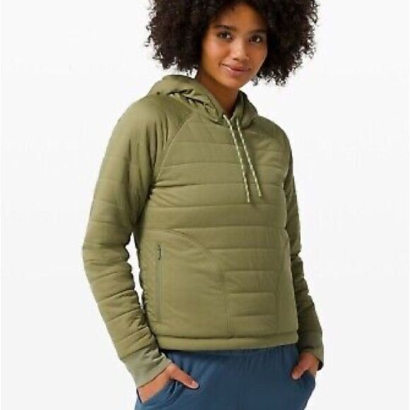 lululemon athletica Jackets & Blazers - lululemon dynamic movement puffer hoodie‎ bronze green size 10